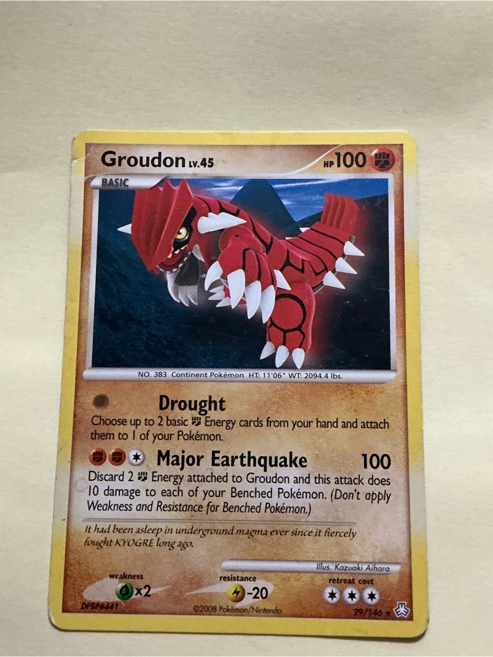 Heavy Used Groudon Single Card No Lava